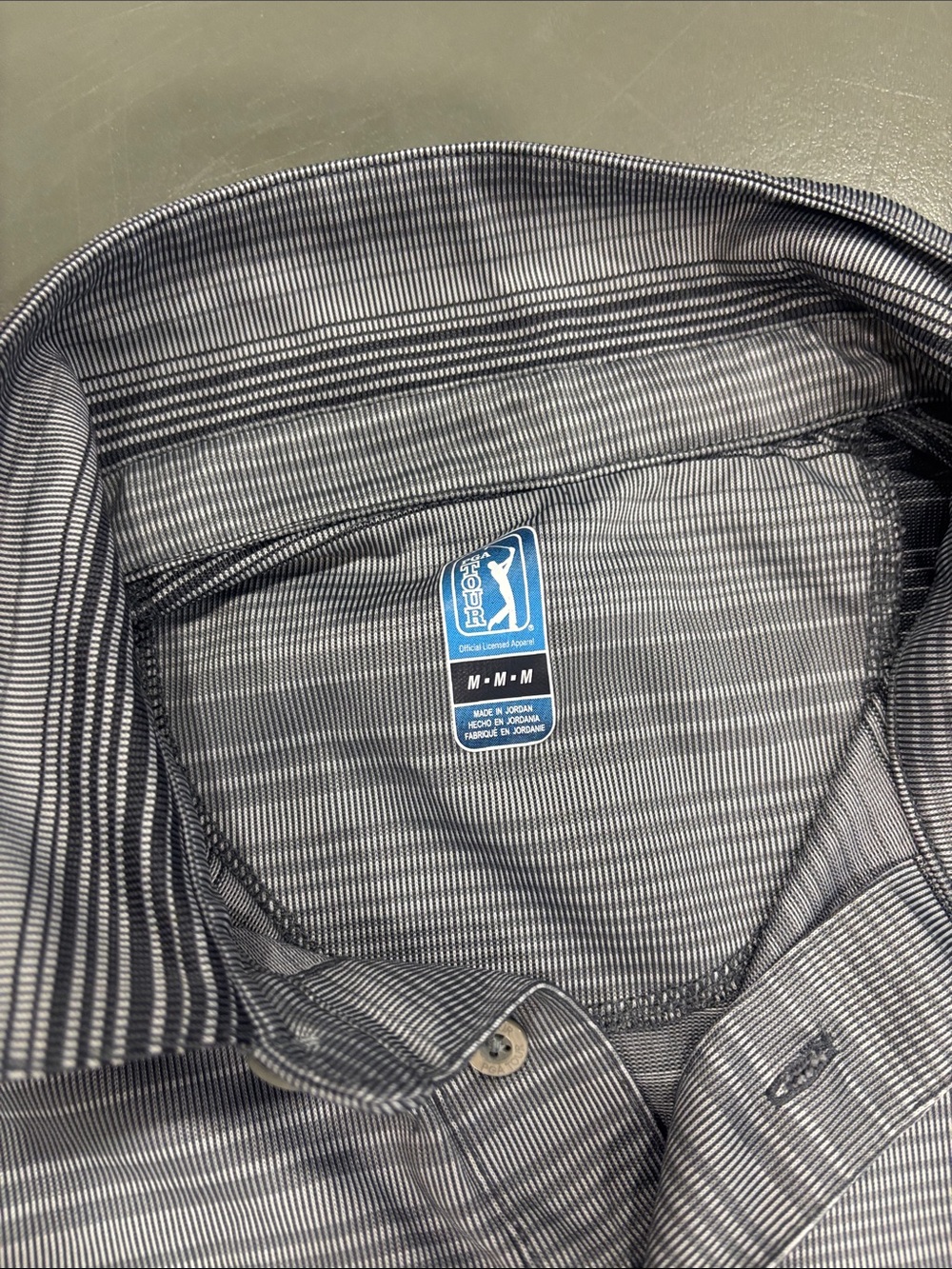 Grey and Black  Striped Men's Dress Shirt - M